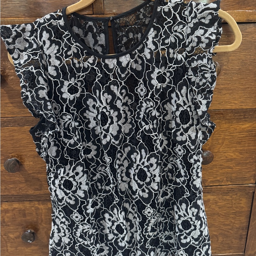 Elegant Black and White Lace Top